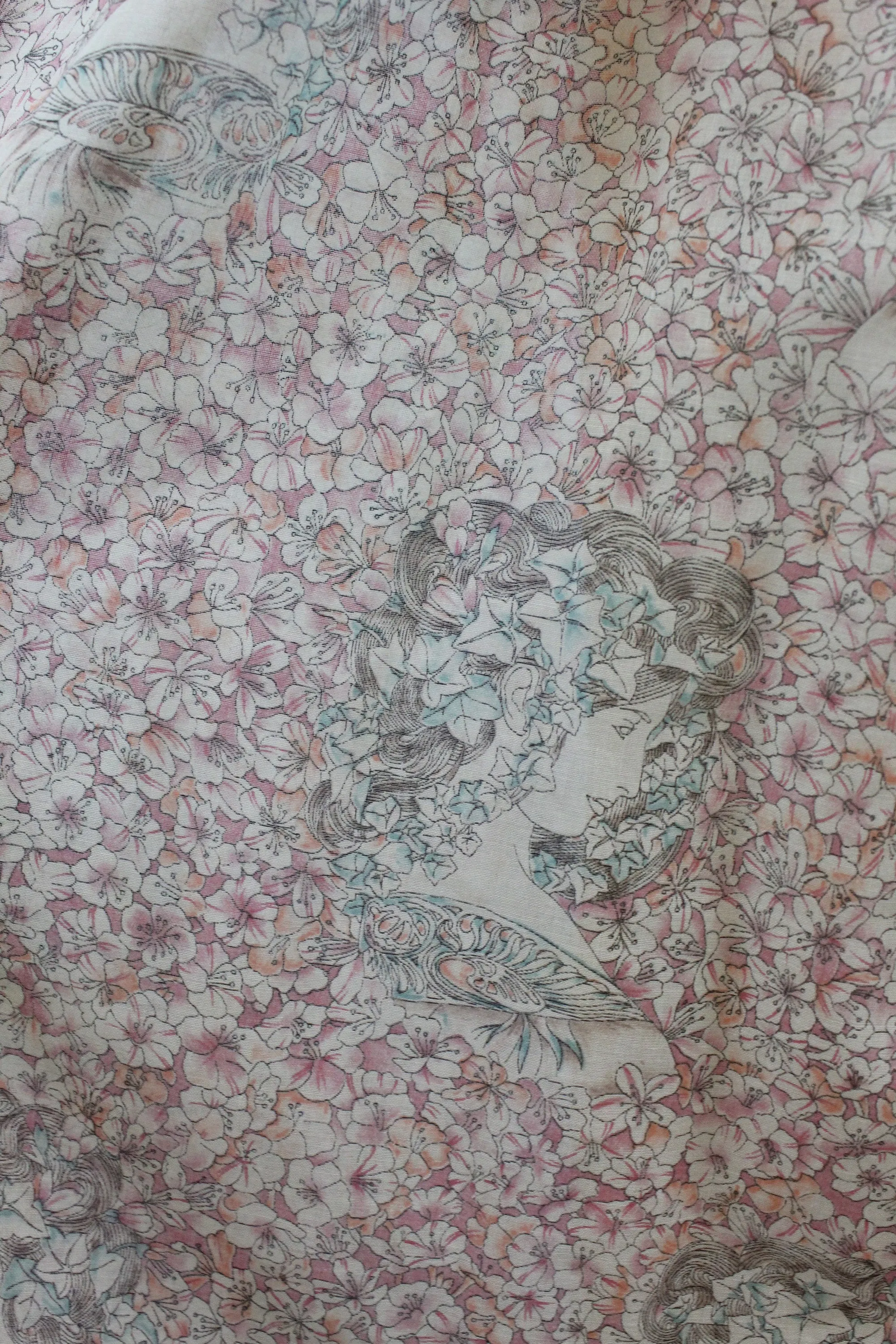 1970s WOMAN print art nouveau puffed sleeve dress xxs | new fall