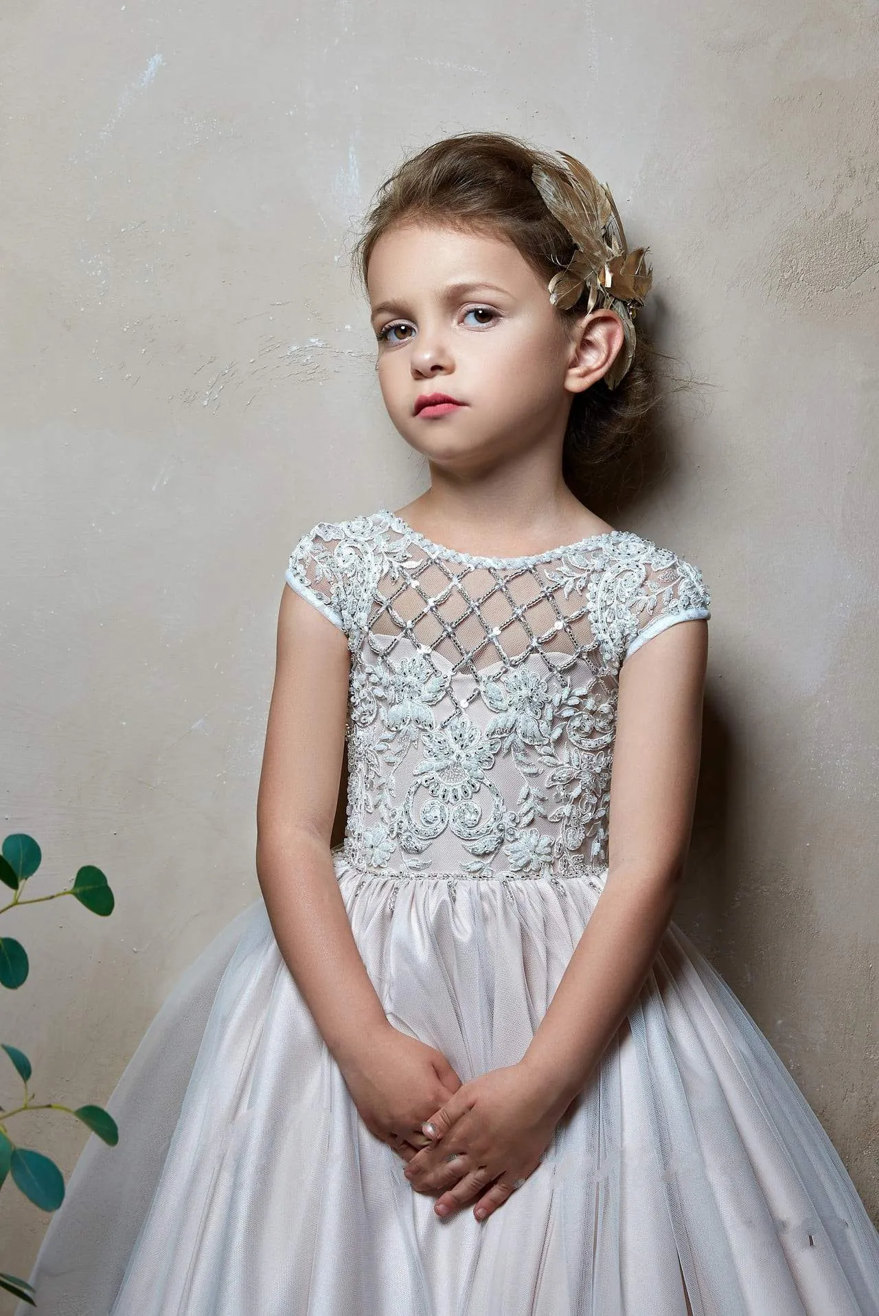 2312 Ramselle Girls Cap Sleeves Lace Appliques Tulle Princess Ball Gown
