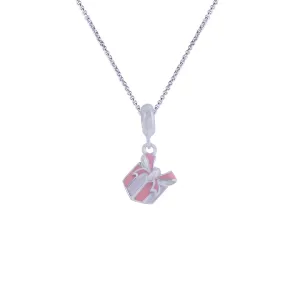 925 Sterling Silver Sweet Pink Present Pendant For Kids
