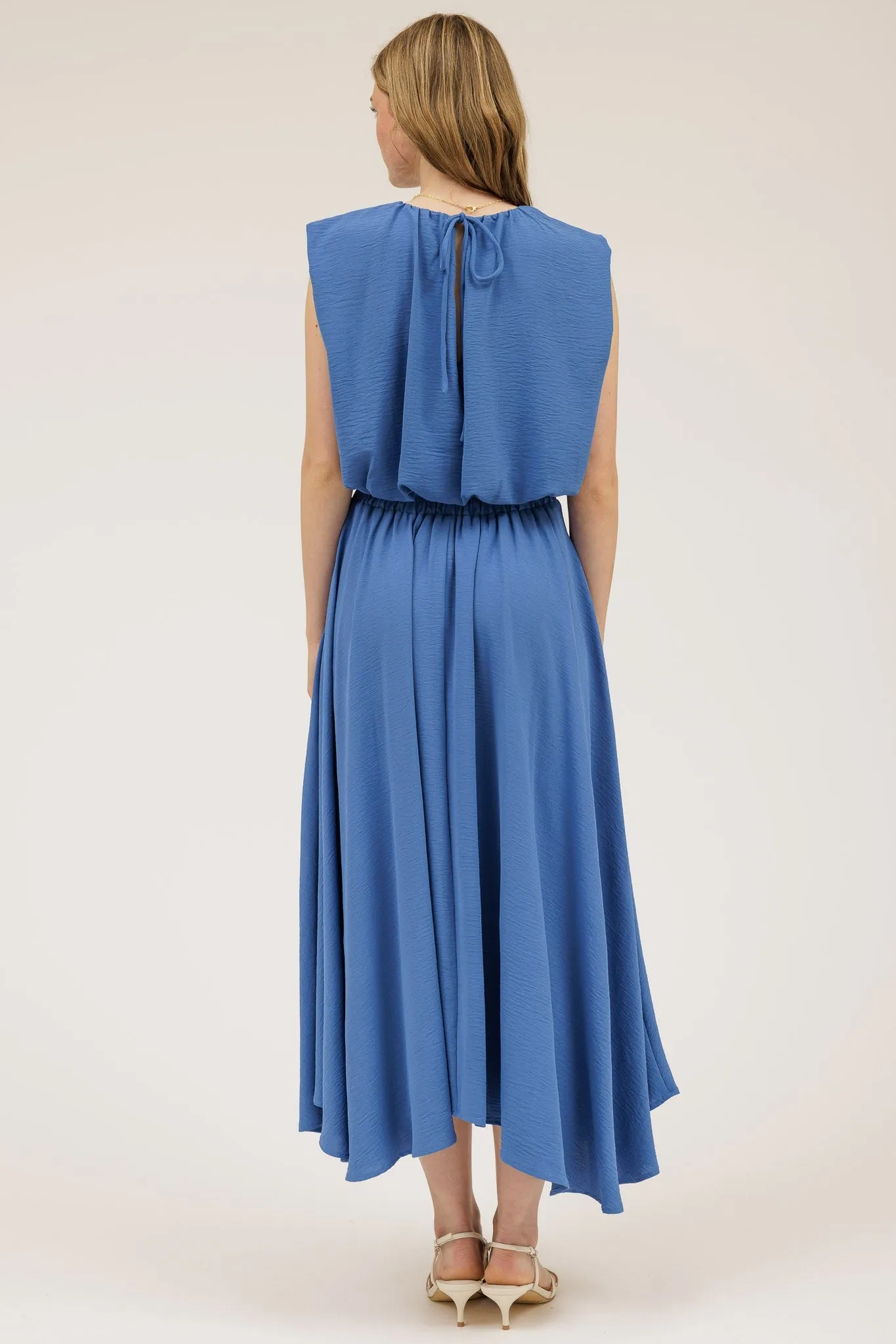 Abigail Box Pleated Midi Skirt, Dusty Blue