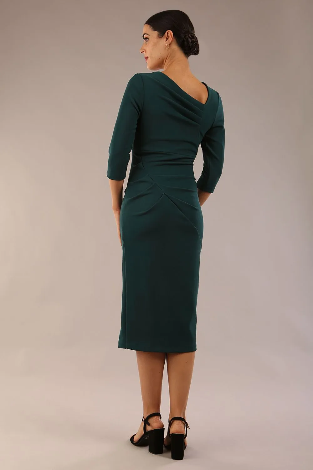 Amity Asymmetric Neckline Pleated Dress