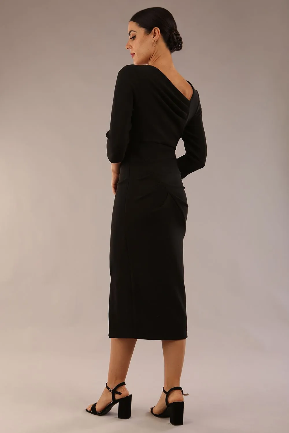 Amity Asymmetric Neckline Pleated Dress