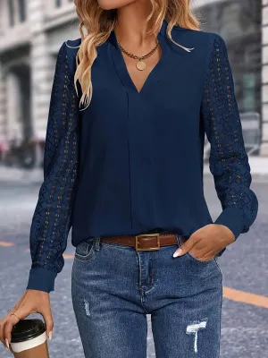 Anna™   | Elegant Lace Notch Blouse