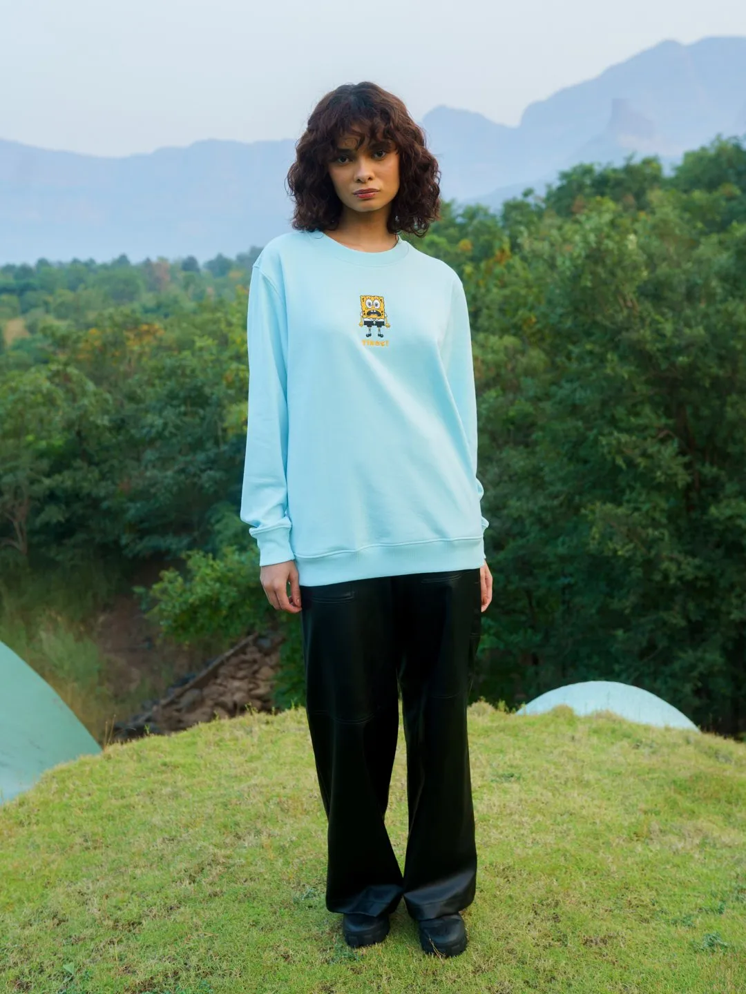 Aqua Shaken SpongeBob Oversized Sweatshirt