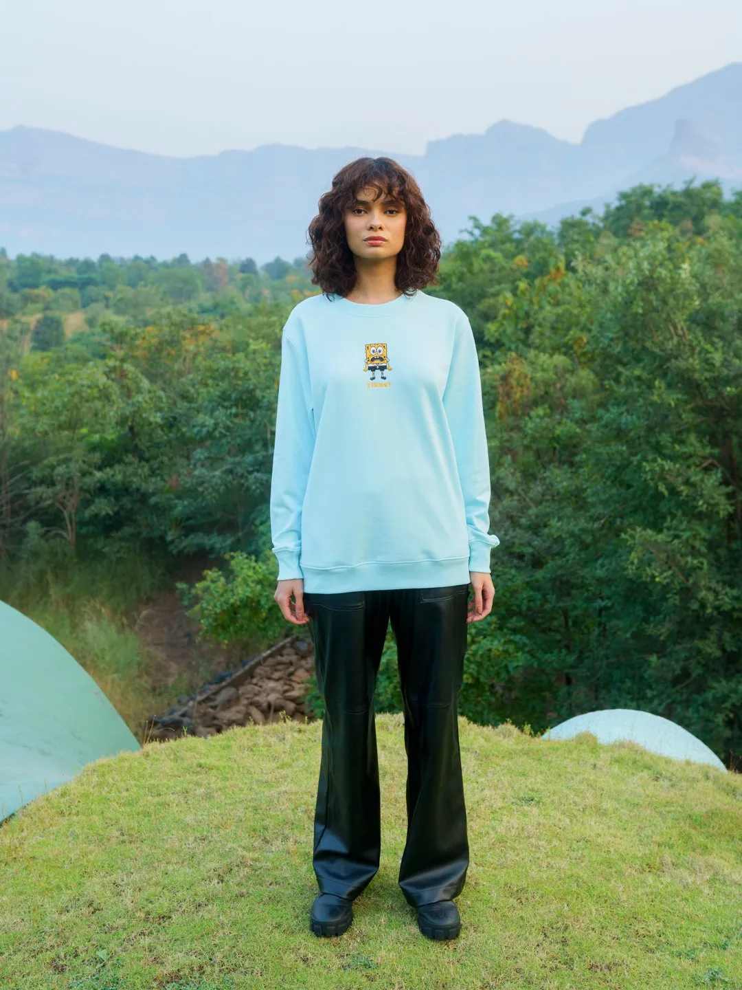 Aqua Shaken SpongeBob Oversized Sweatshirt