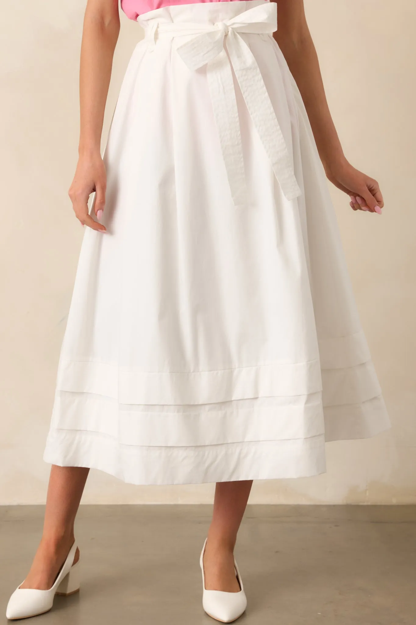 Ashford White Cotton Midi Skirt