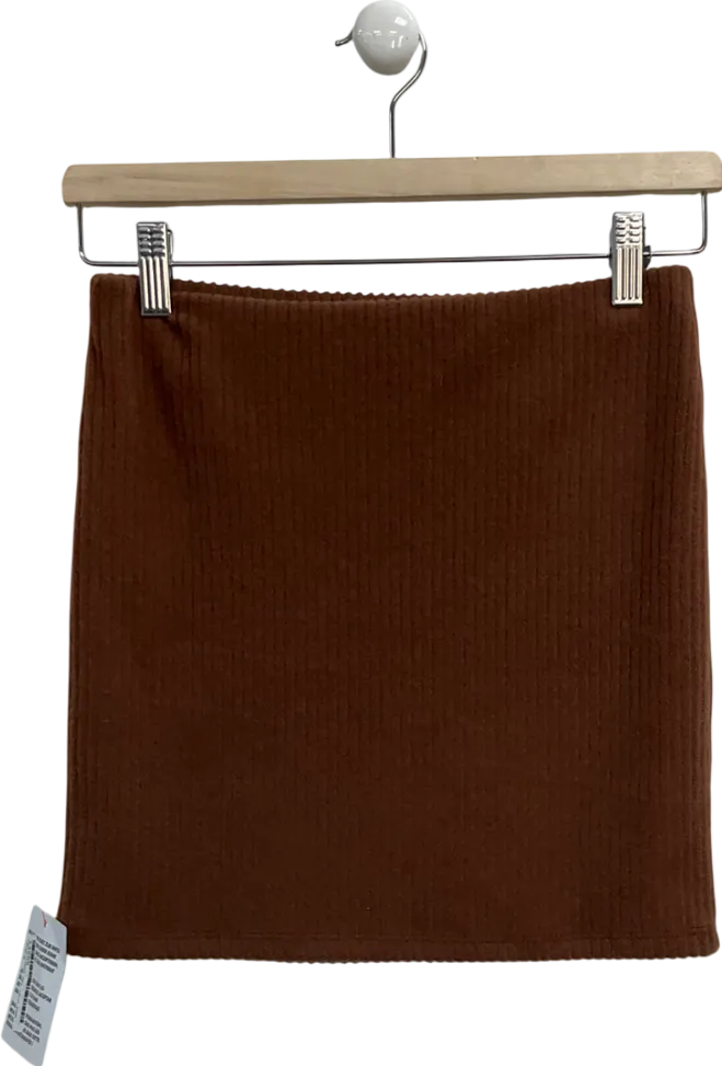 ASOS Brown Ribbed Stretch Mini Skirt UK S