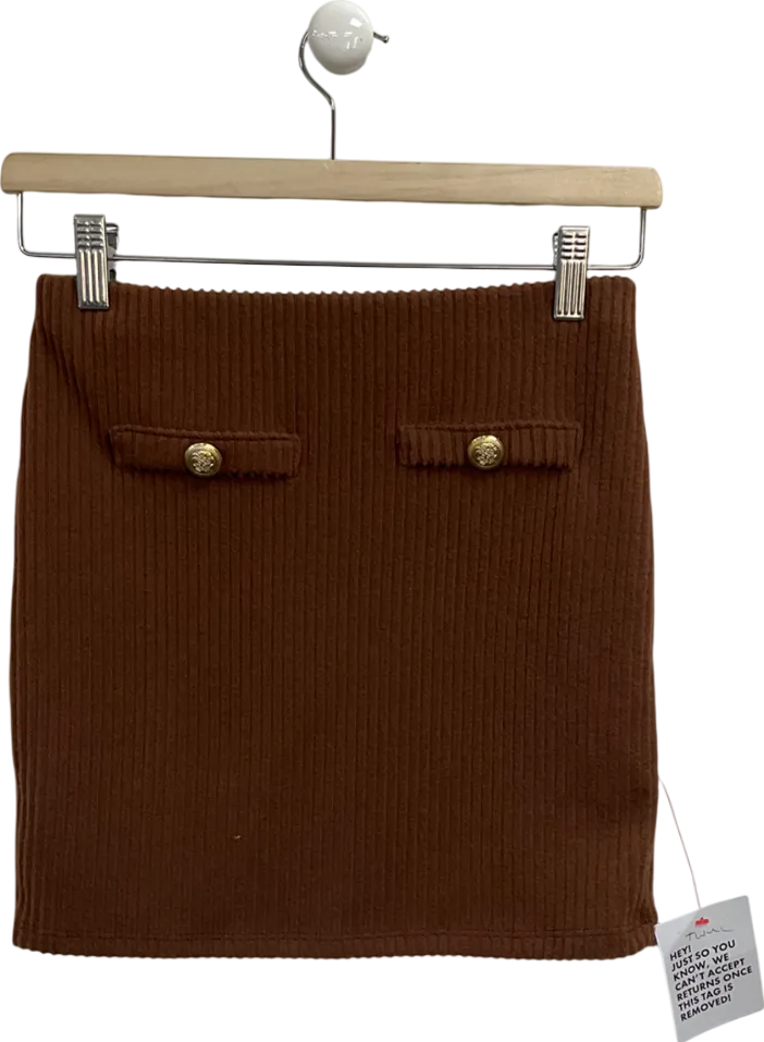 ASOS Brown Ribbed Stretch Mini Skirt UK S