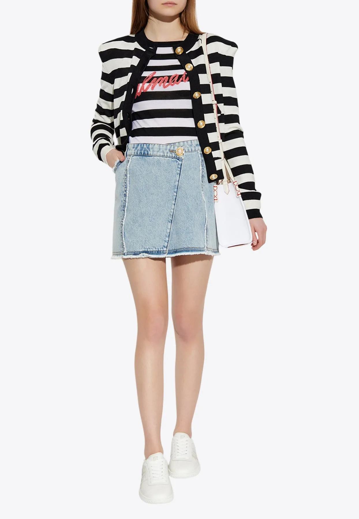 Asymmetric Mini Denim Skirt