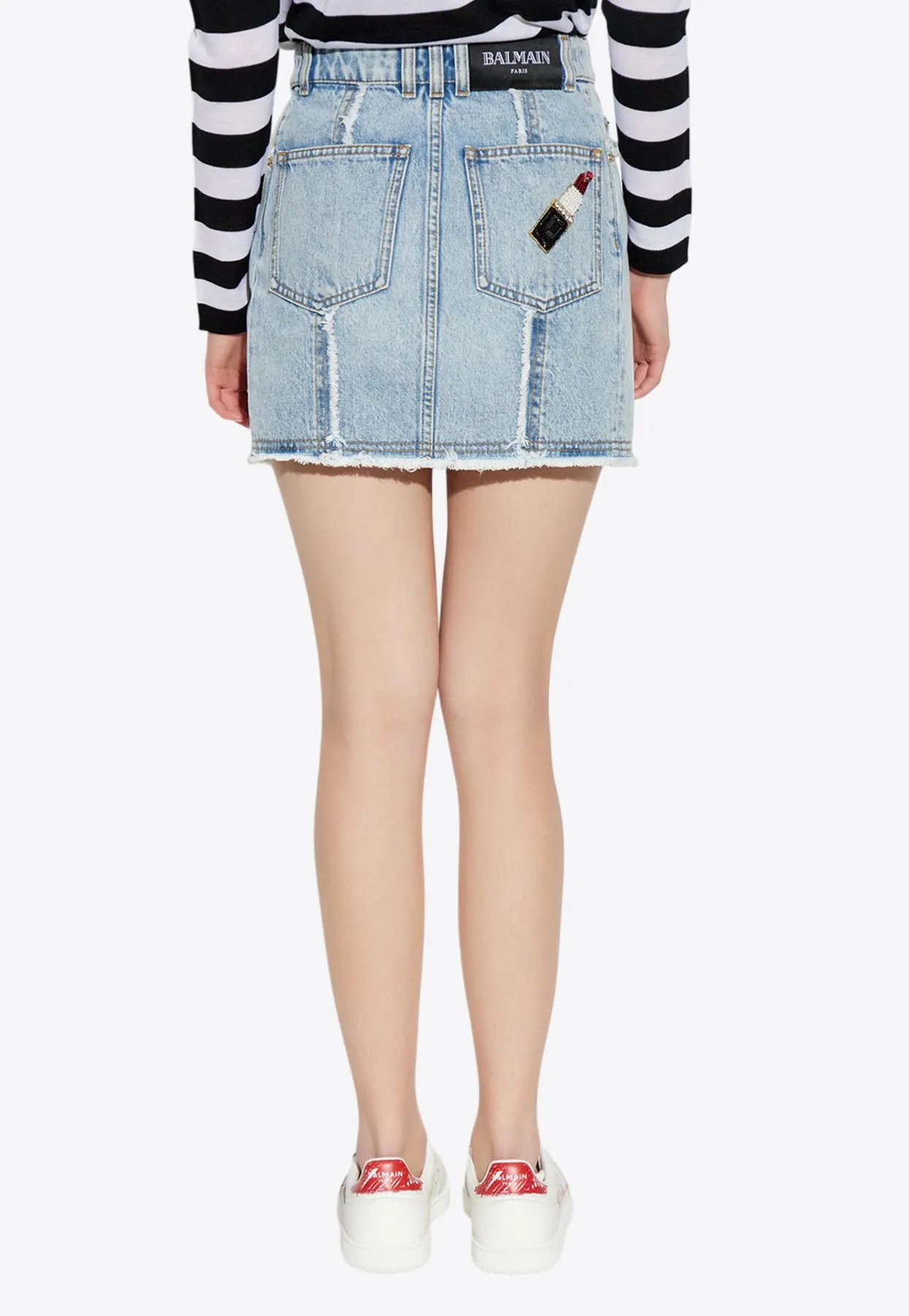 Asymmetric Mini Denim Skirt