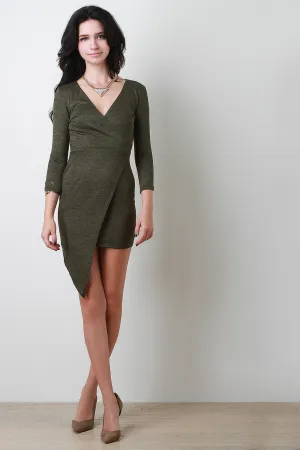Asymmetrical Surplice Wrapped Mini Dress