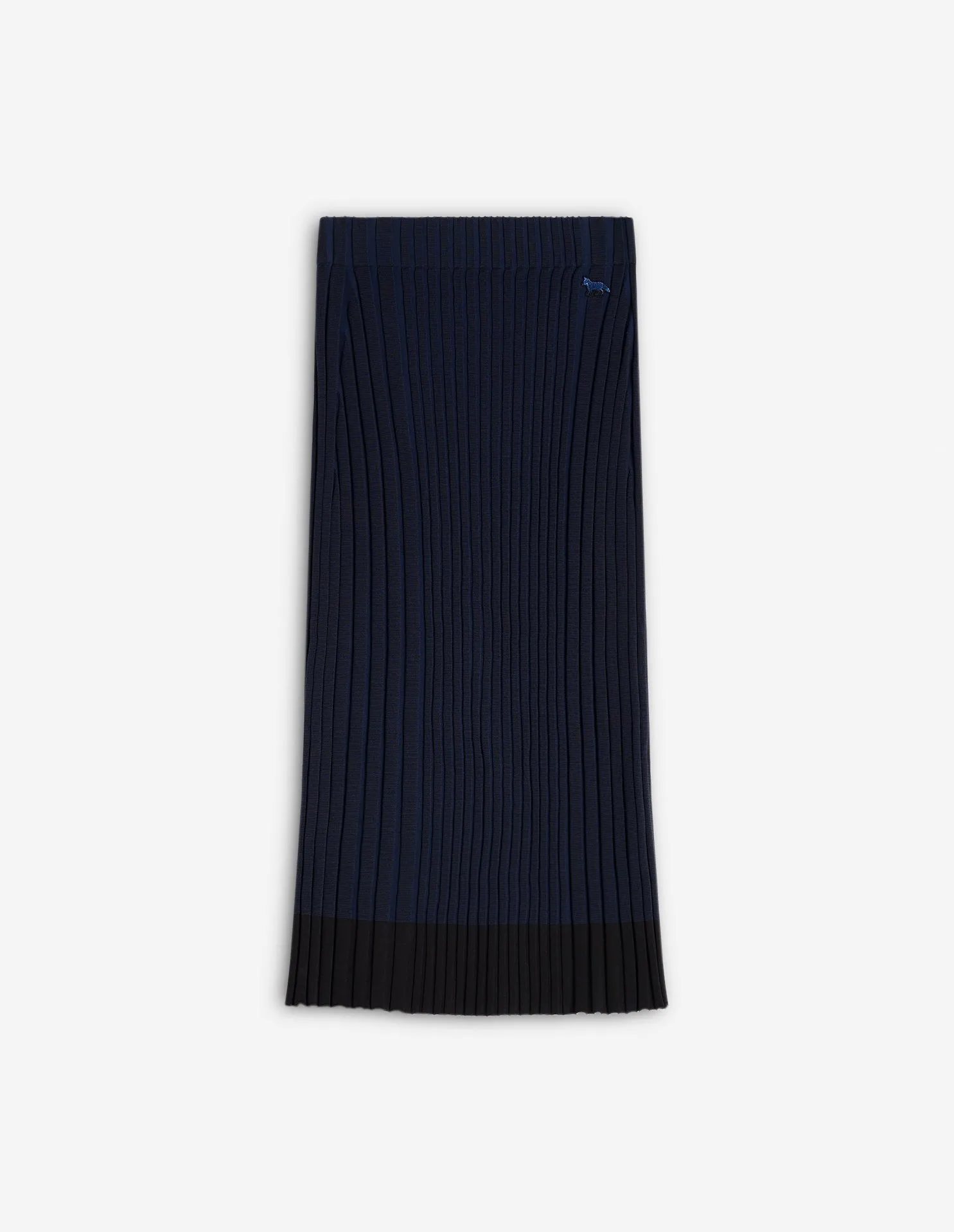 BABY FOX PATCH PLEATED RIBBED MIDI SKIRT