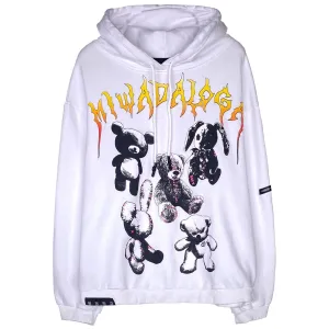 Bear Full Letters Oversized Washed Hoodie