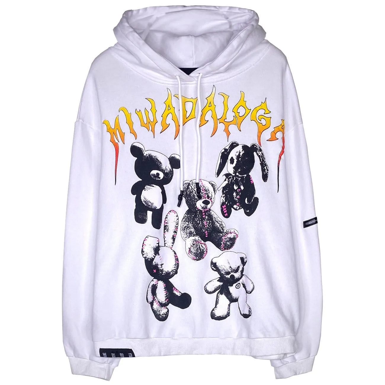 Bear Full Letters Oversized Washed Hoodie