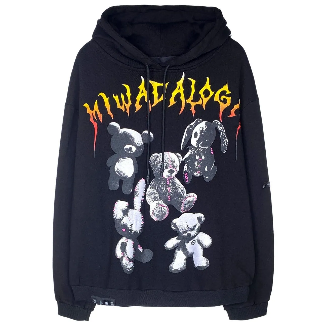 Bear Full Letters Oversized Washed Hoodie