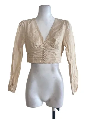 Beige V Neck Top