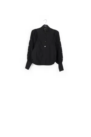 Black baloon sleeves cotton and lace shirt