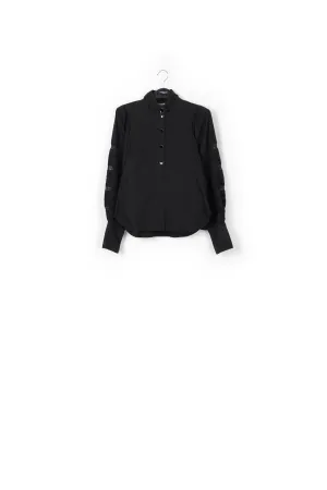 Black baloon sleeves cotton and lace shirt