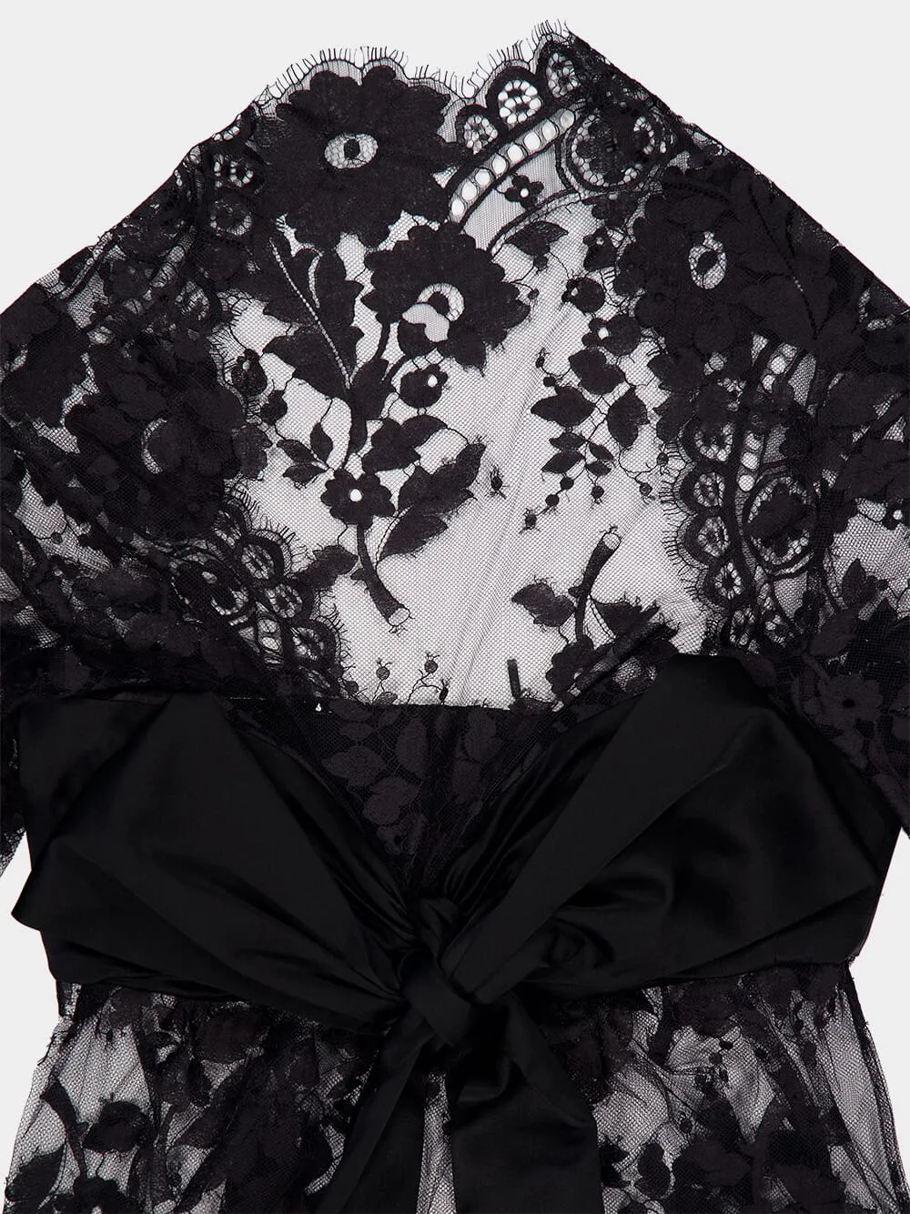 Black Illustration Lace Bow Bodice