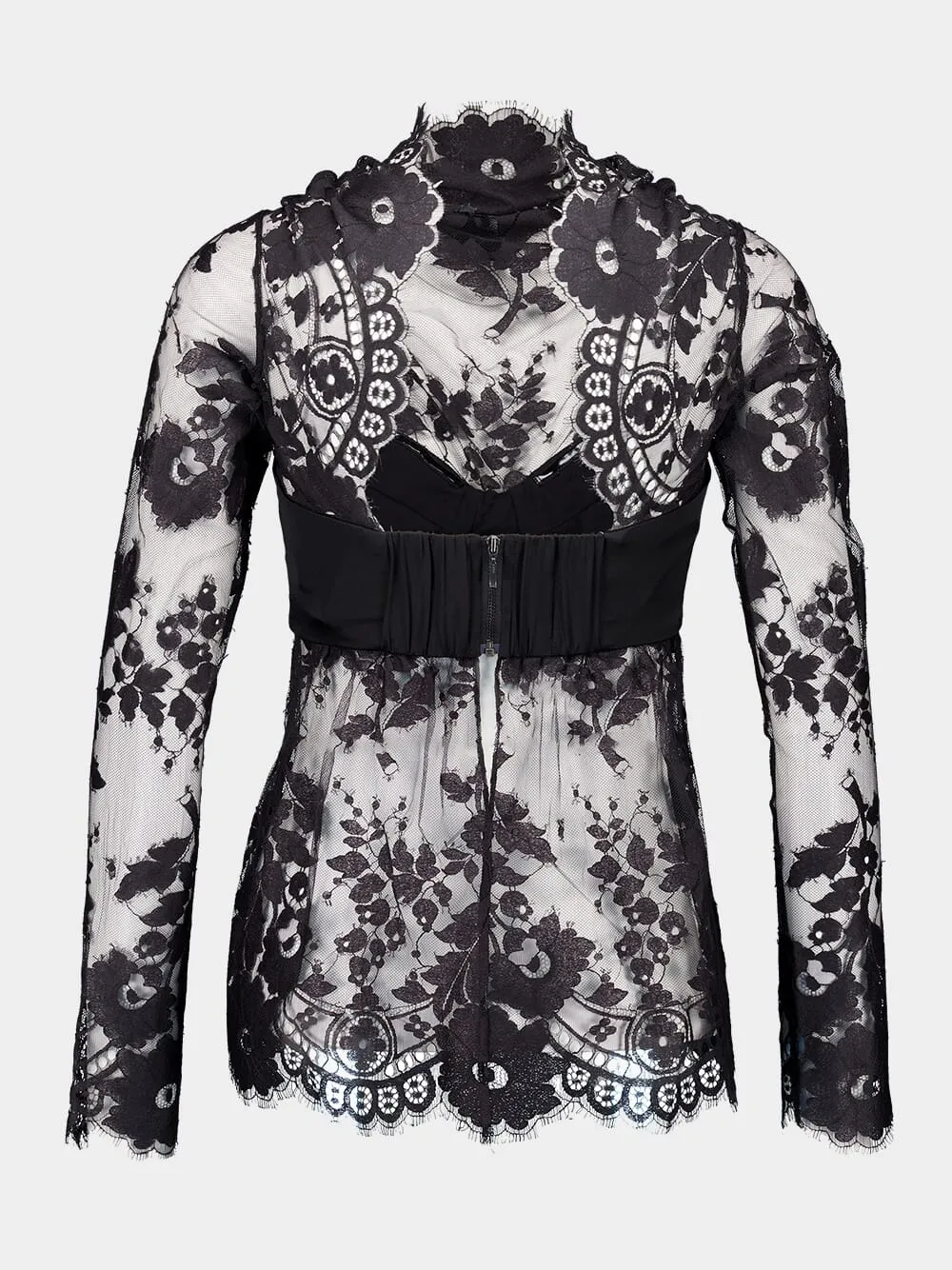 Black Illustration Lace Bow Bodice