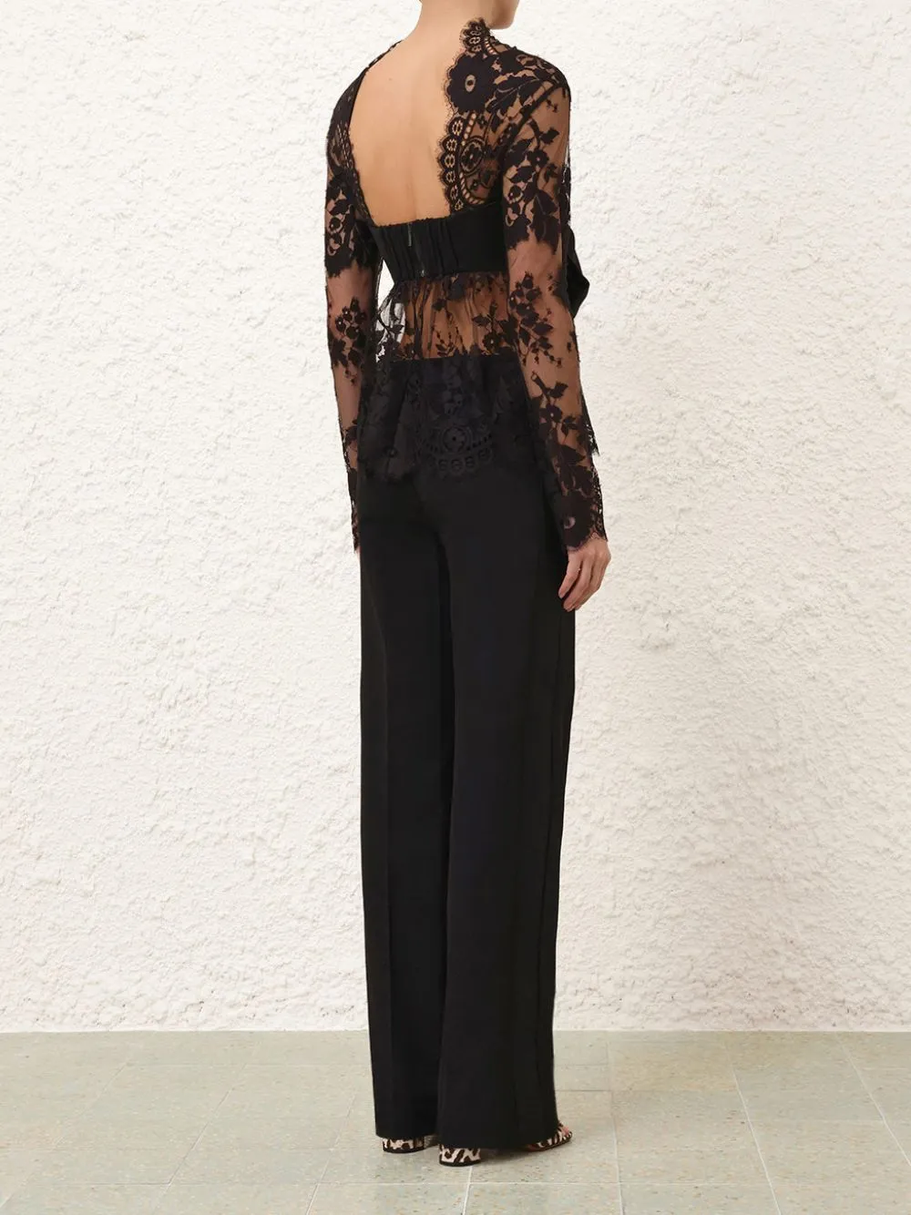 Black Illustration Lace Bow Bodice