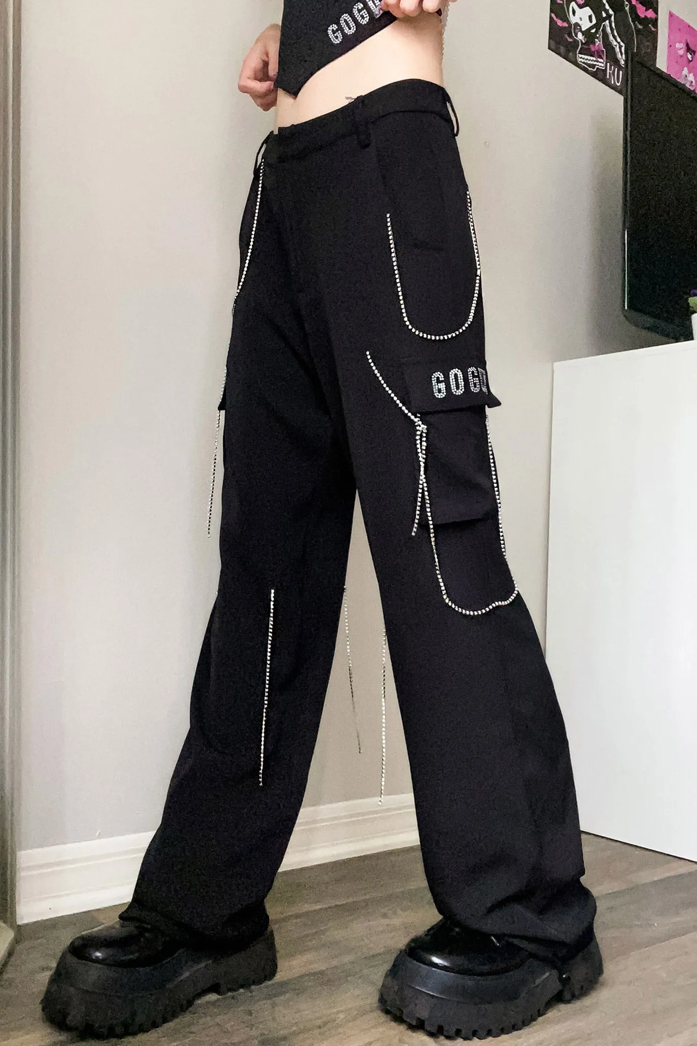 Bling Me Rhinestone Cargo Pants