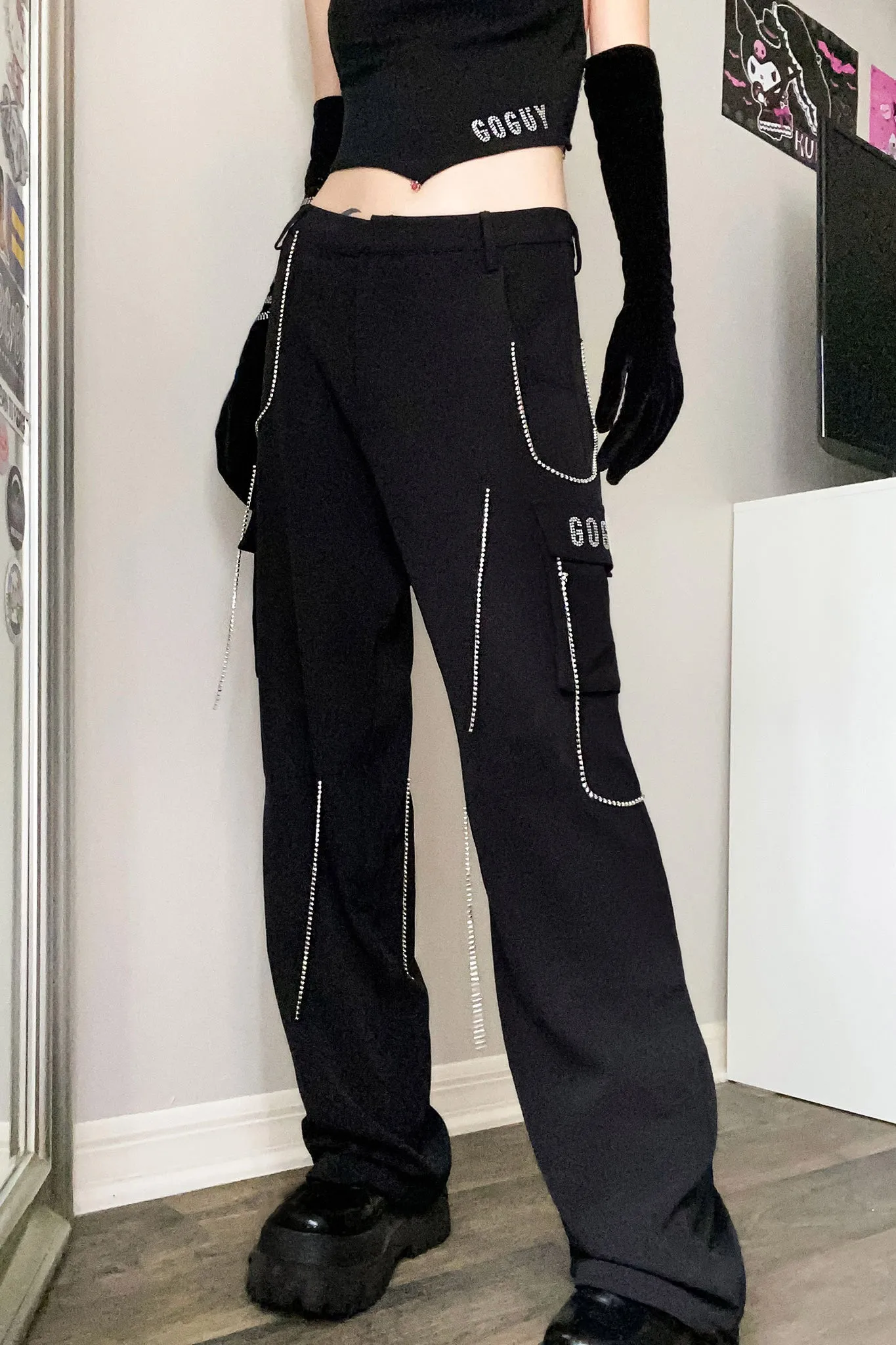 Bling Me Rhinestone Cargo Pants