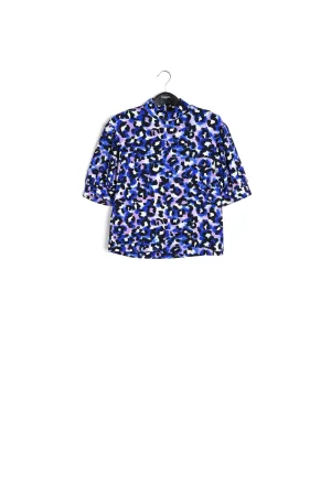 Blue, purple and off-white leopard print top