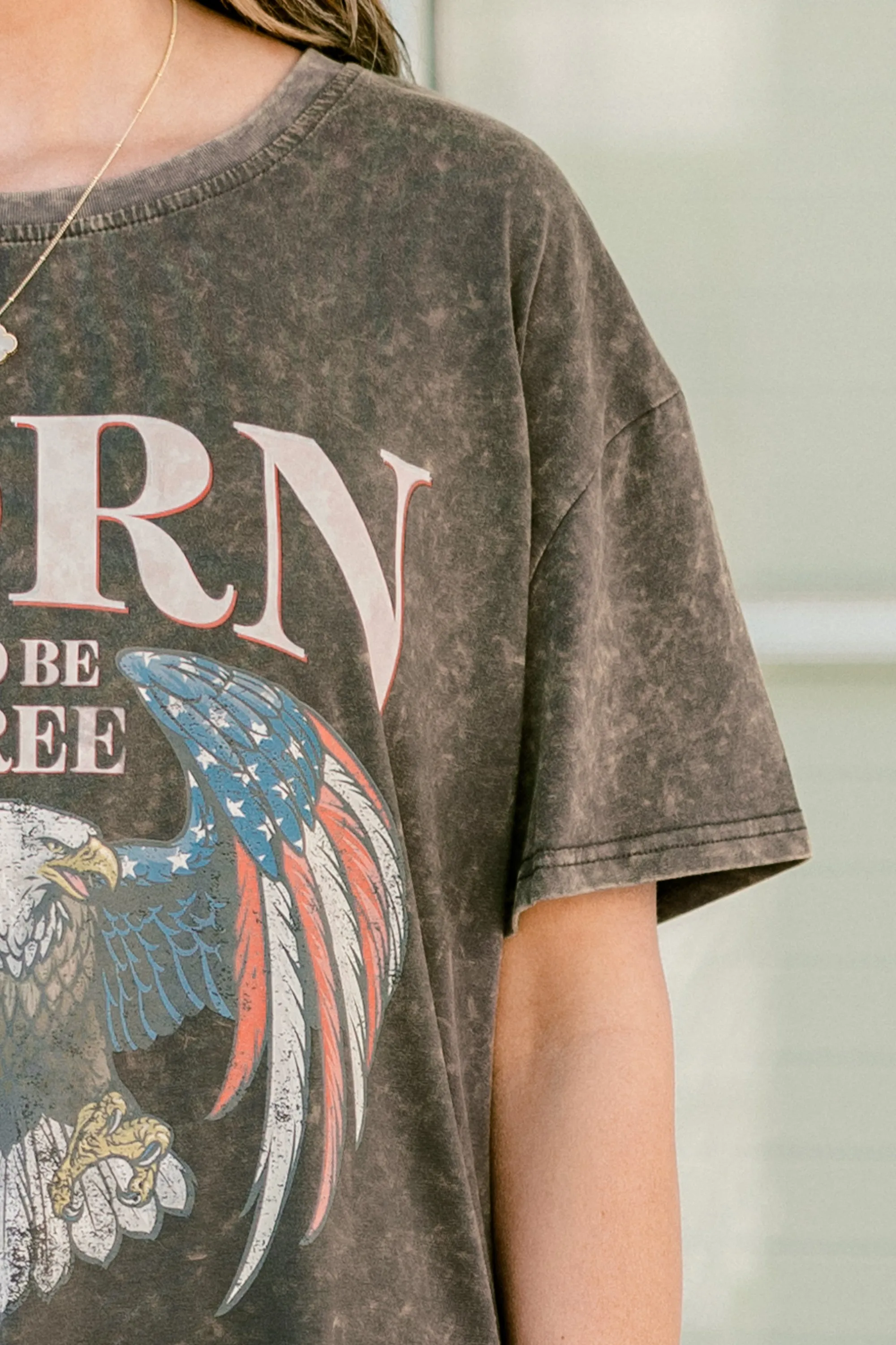 Born to be Wild & Free T-Shirt Dress, Charcoal