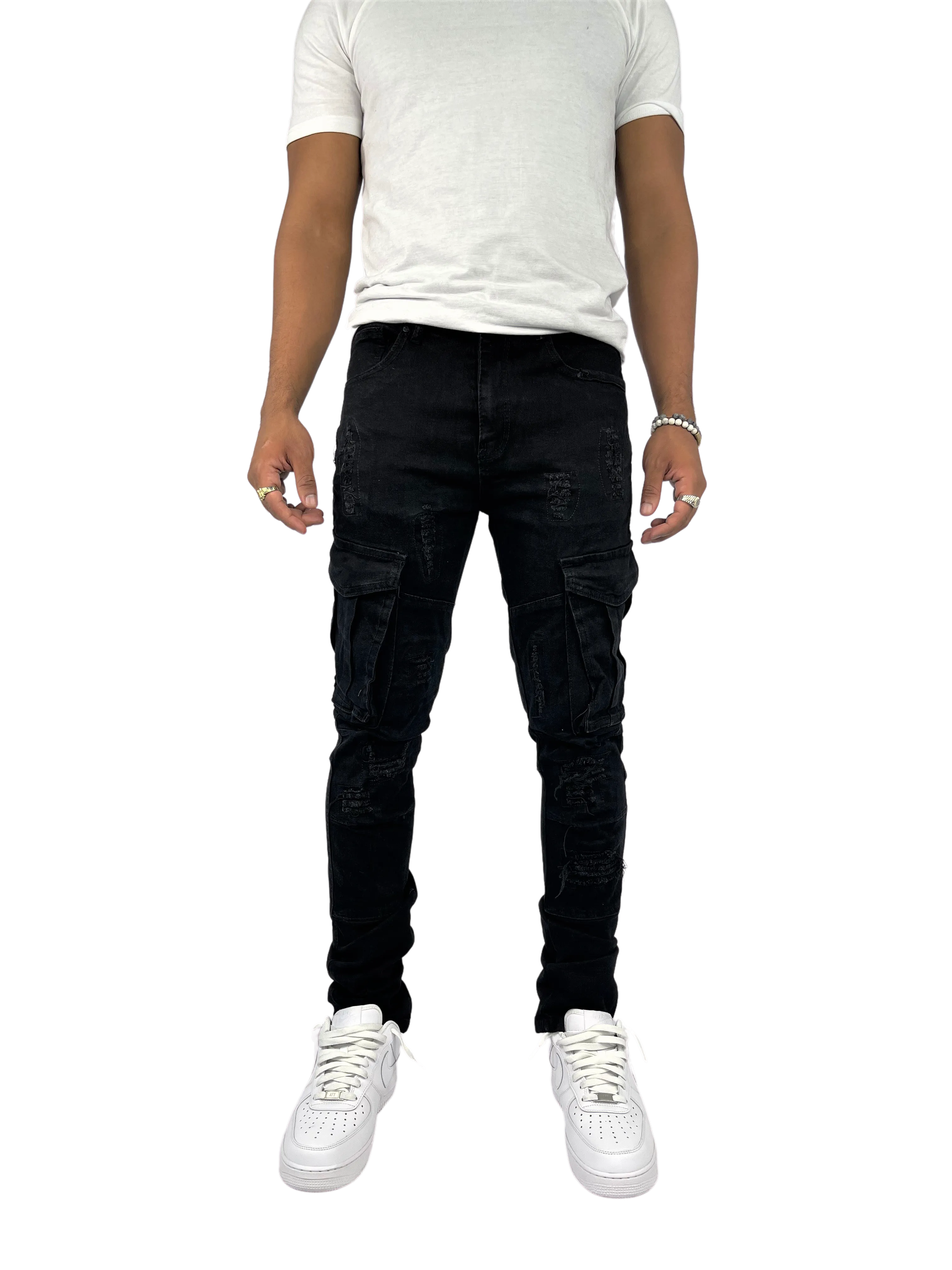 BTP21205: Distressed Cargo Twill Pants