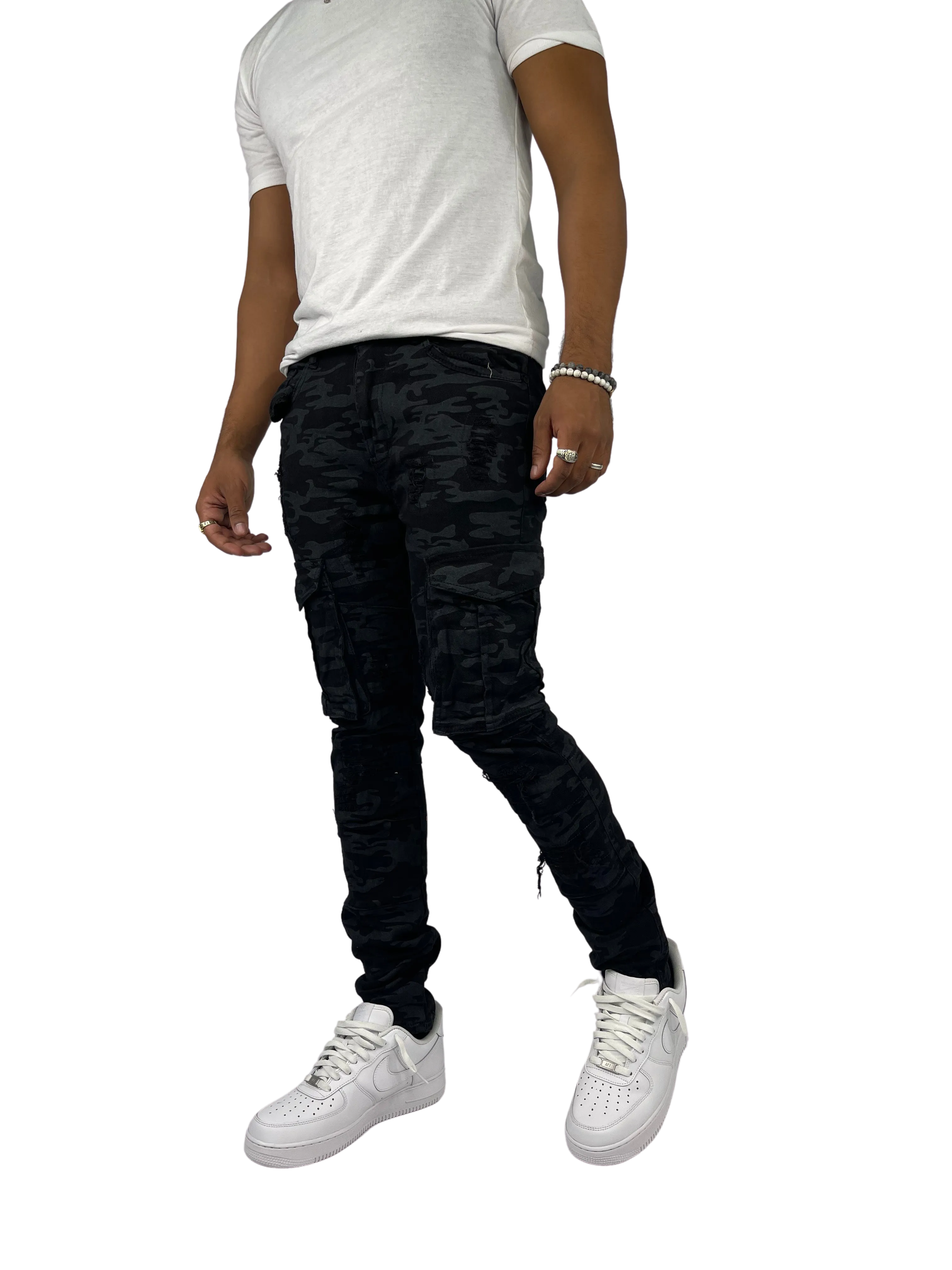 BTP21205: Distressed Cargo Twill Pants