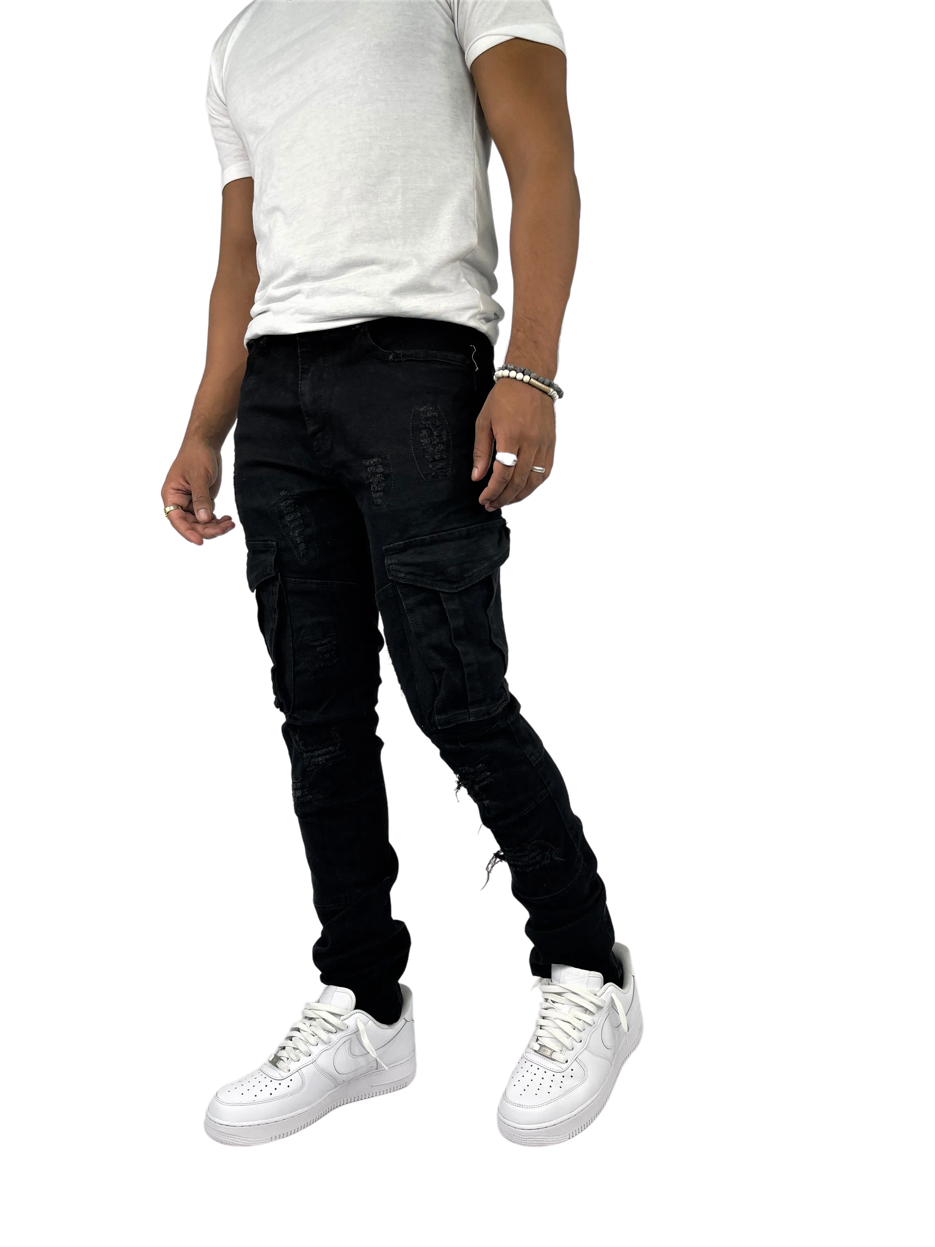 BTP21205: Distressed Cargo Twill Pants