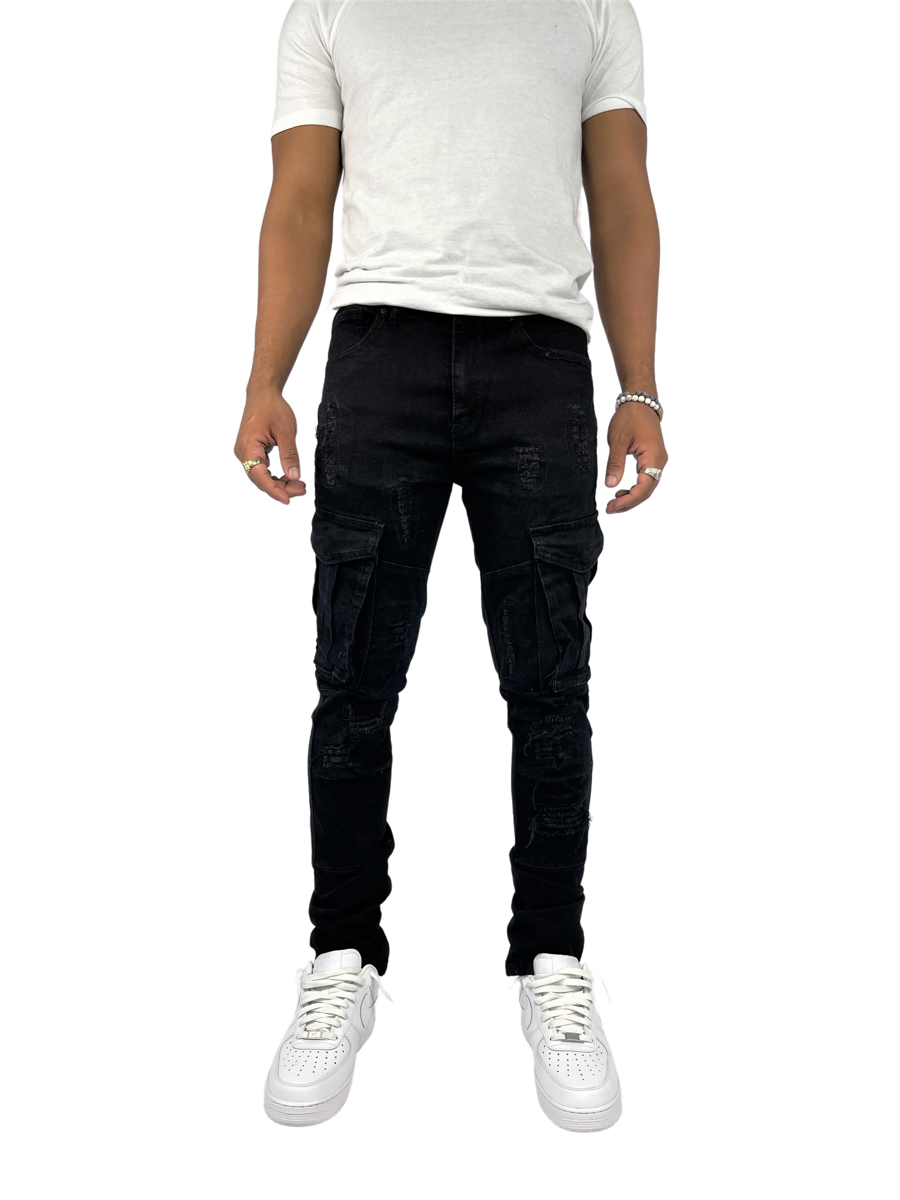 BTP21205: Distressed Cargo Twill Pants