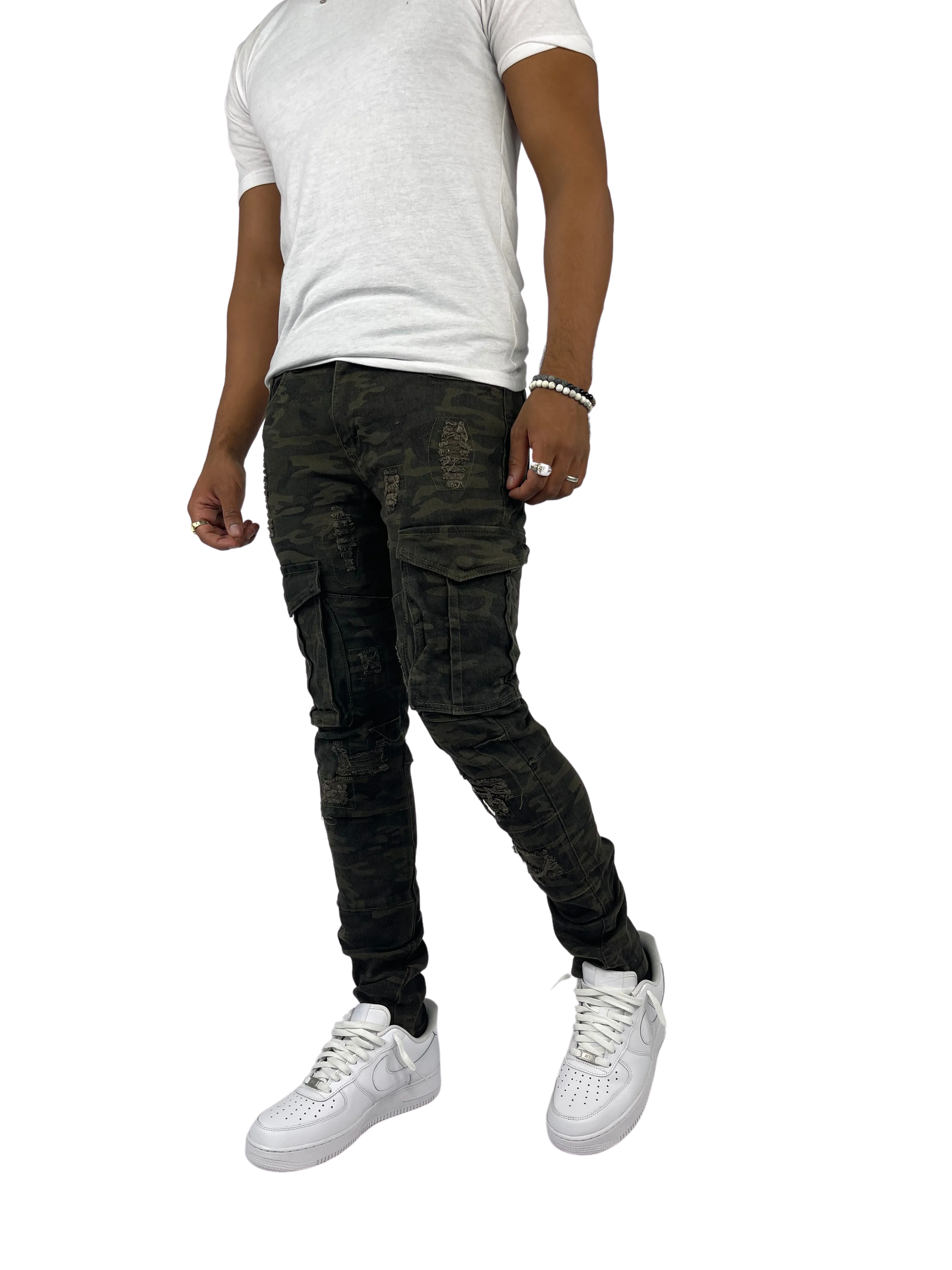BTP21205: Distressed Cargo Twill Pants