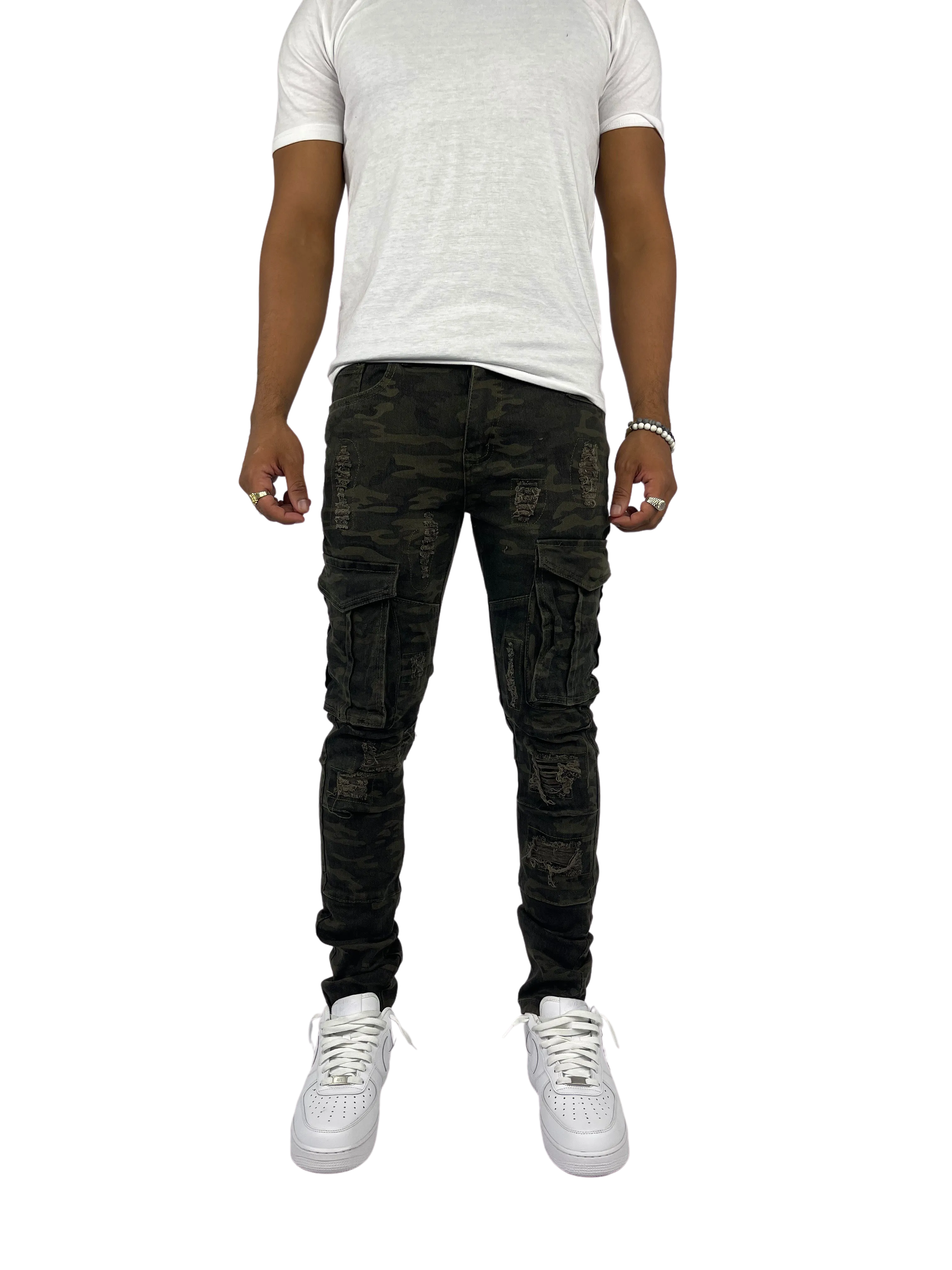 BTP21205: Distressed Cargo Twill Pants