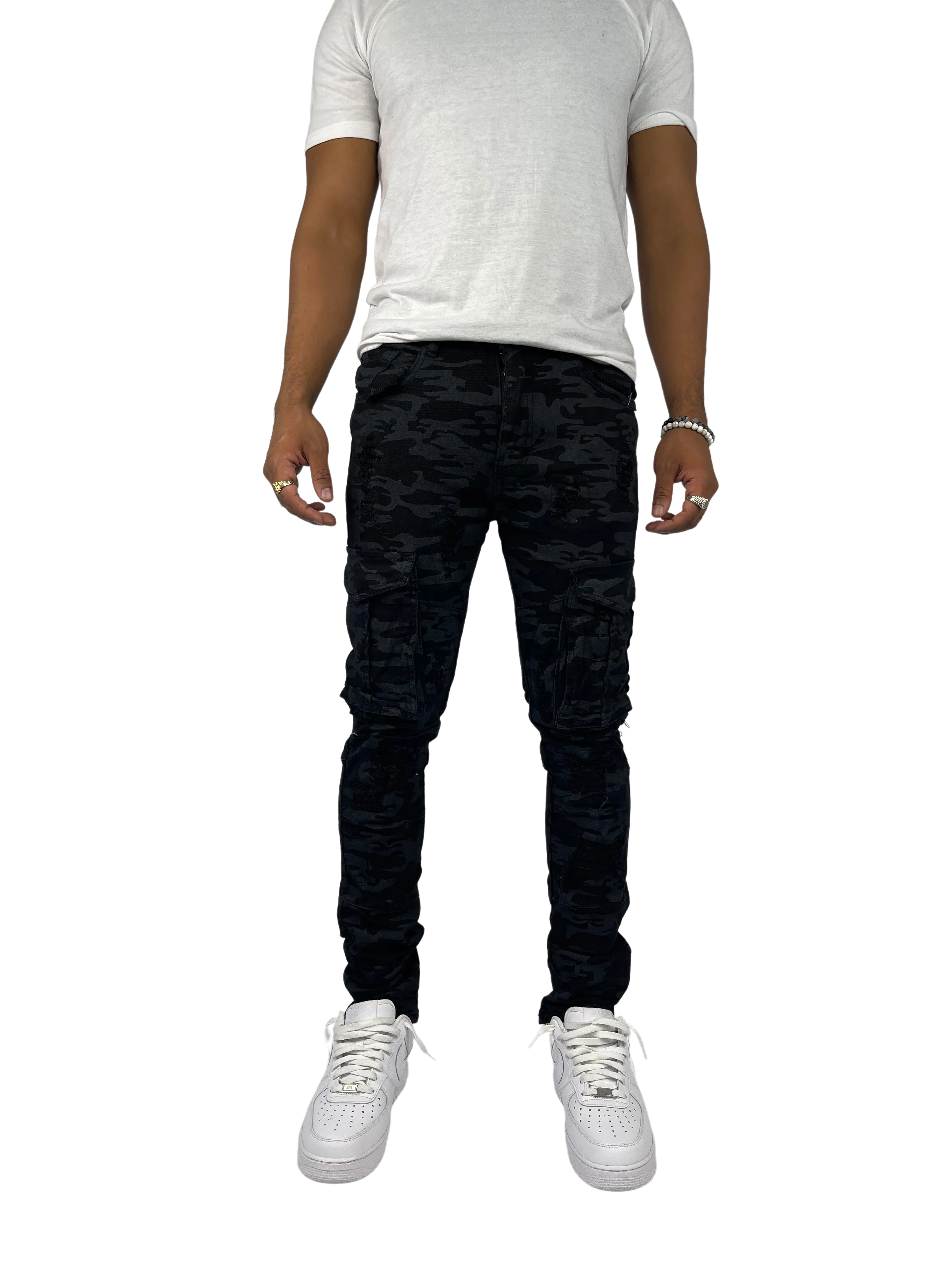 BTP21205: Distressed Cargo Twill Pants