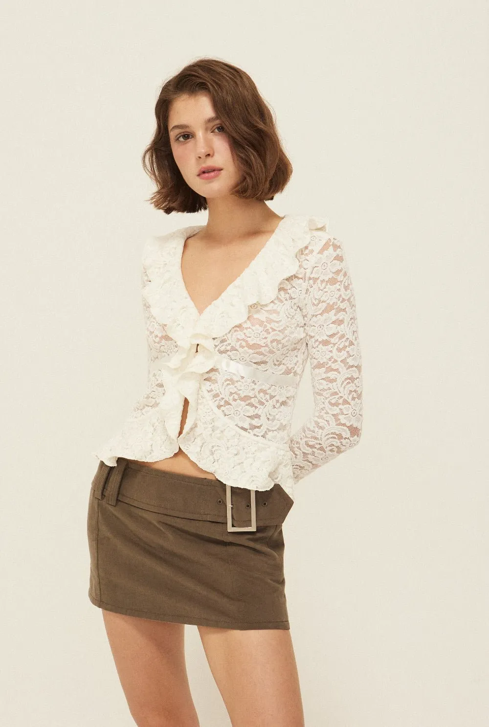 Buckle mini skirt