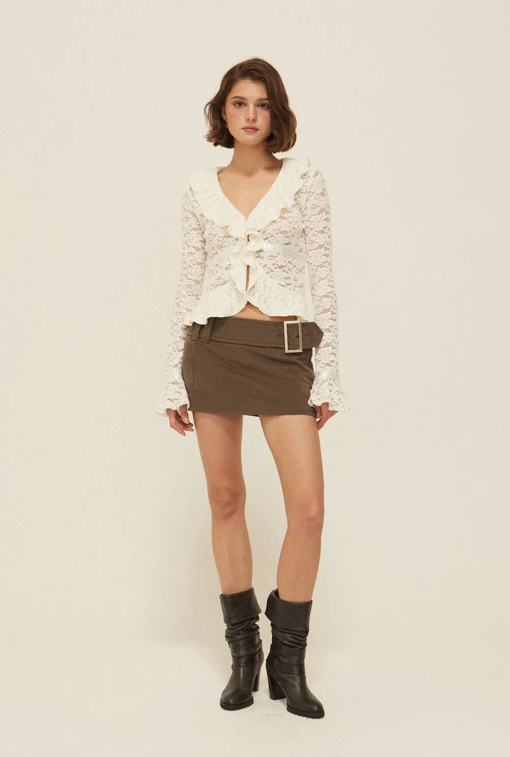 Buckle mini skirt