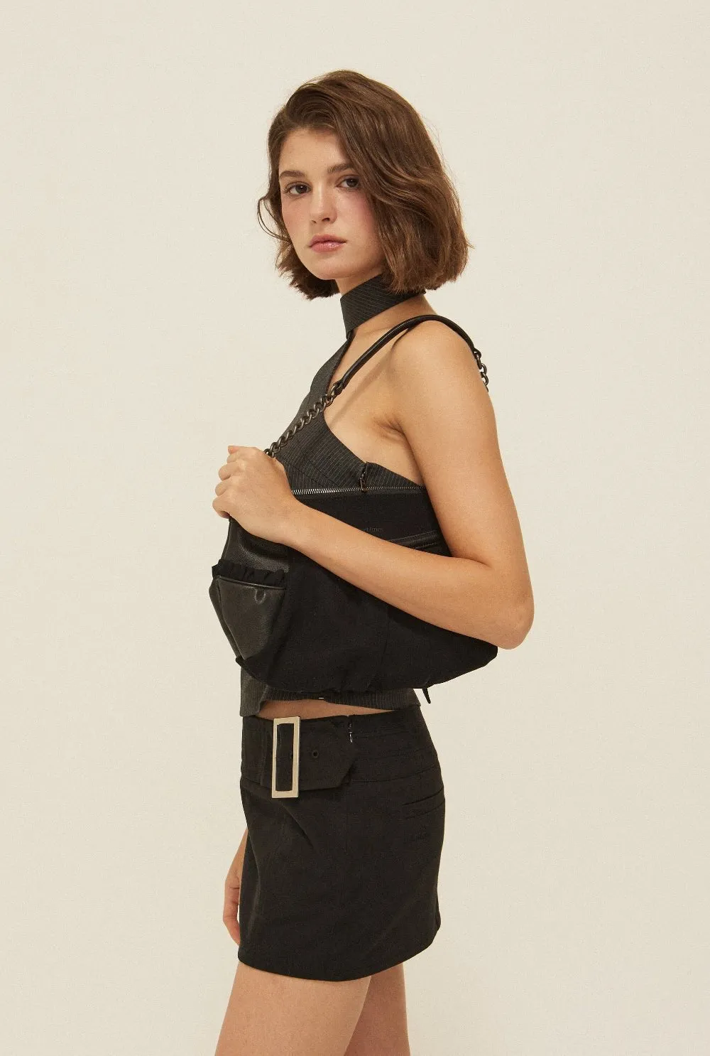 Buckle mini skirt