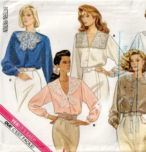 Butterick 5278 Womens Classic Lace Collar Blouses 1980s Vintage Sewing Pattern Size 12 - 16 UNCUT Factory Folded