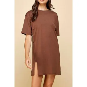 chocolate t-shirt dress with slit