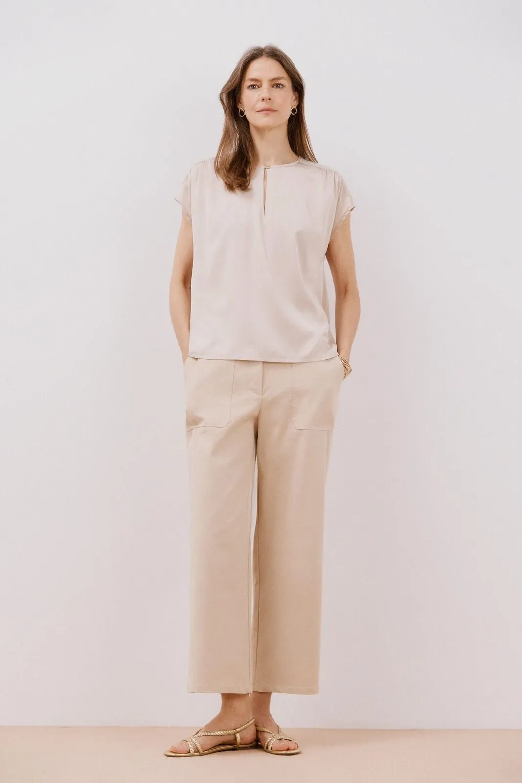 Combined Satin Top - Sand