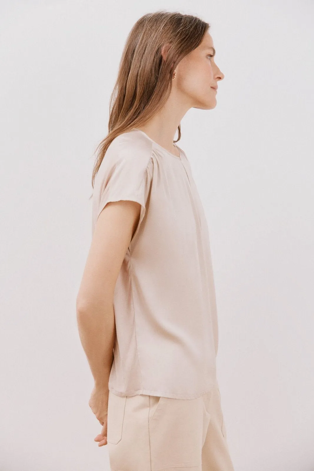 Combined Satin Top - Sand