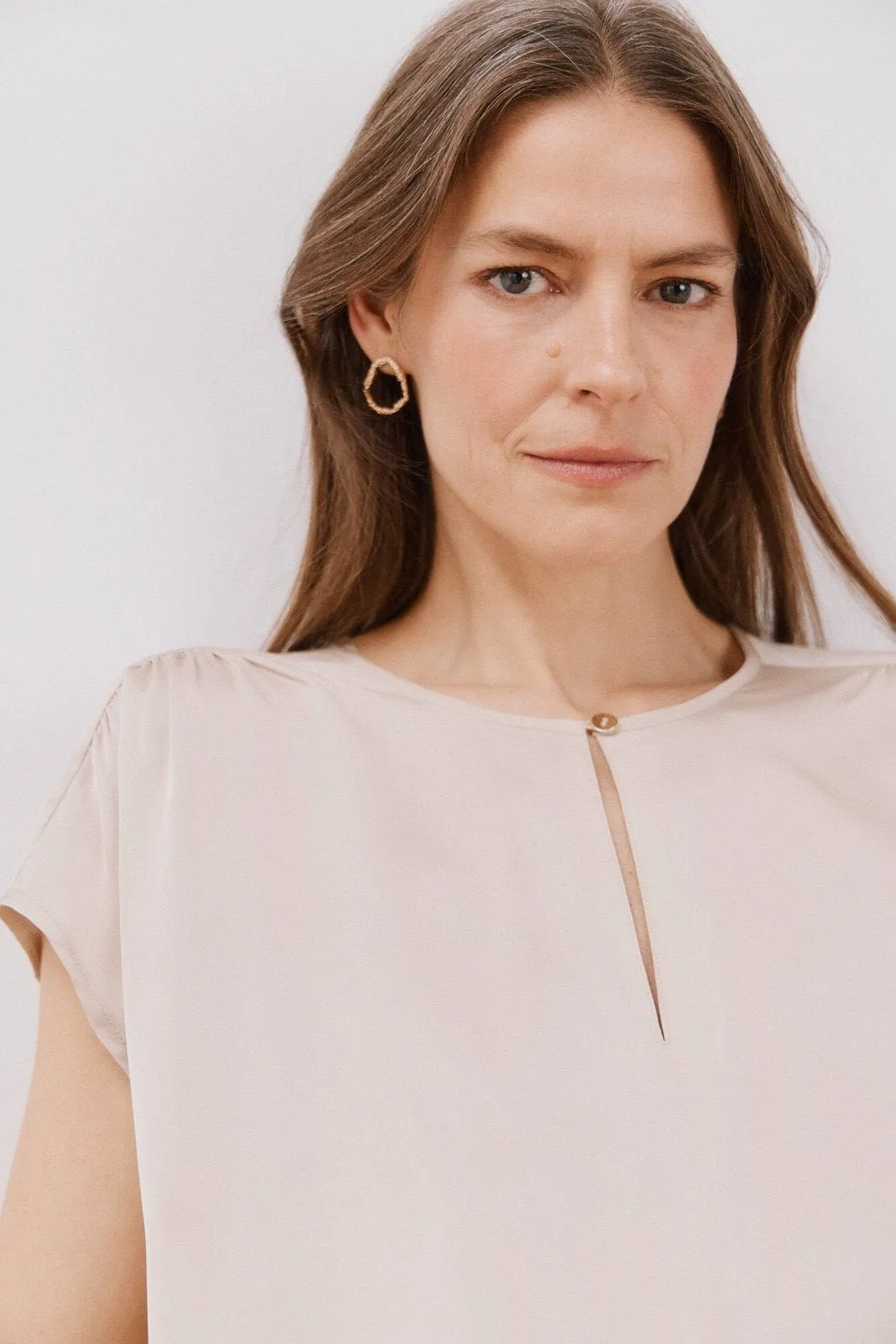 Combined Satin Top - Sand