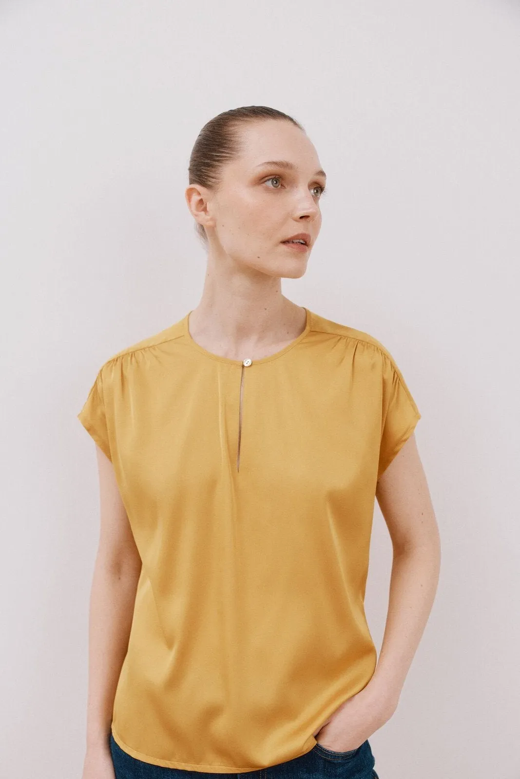 Combined Satin Top - Yellow/gold
