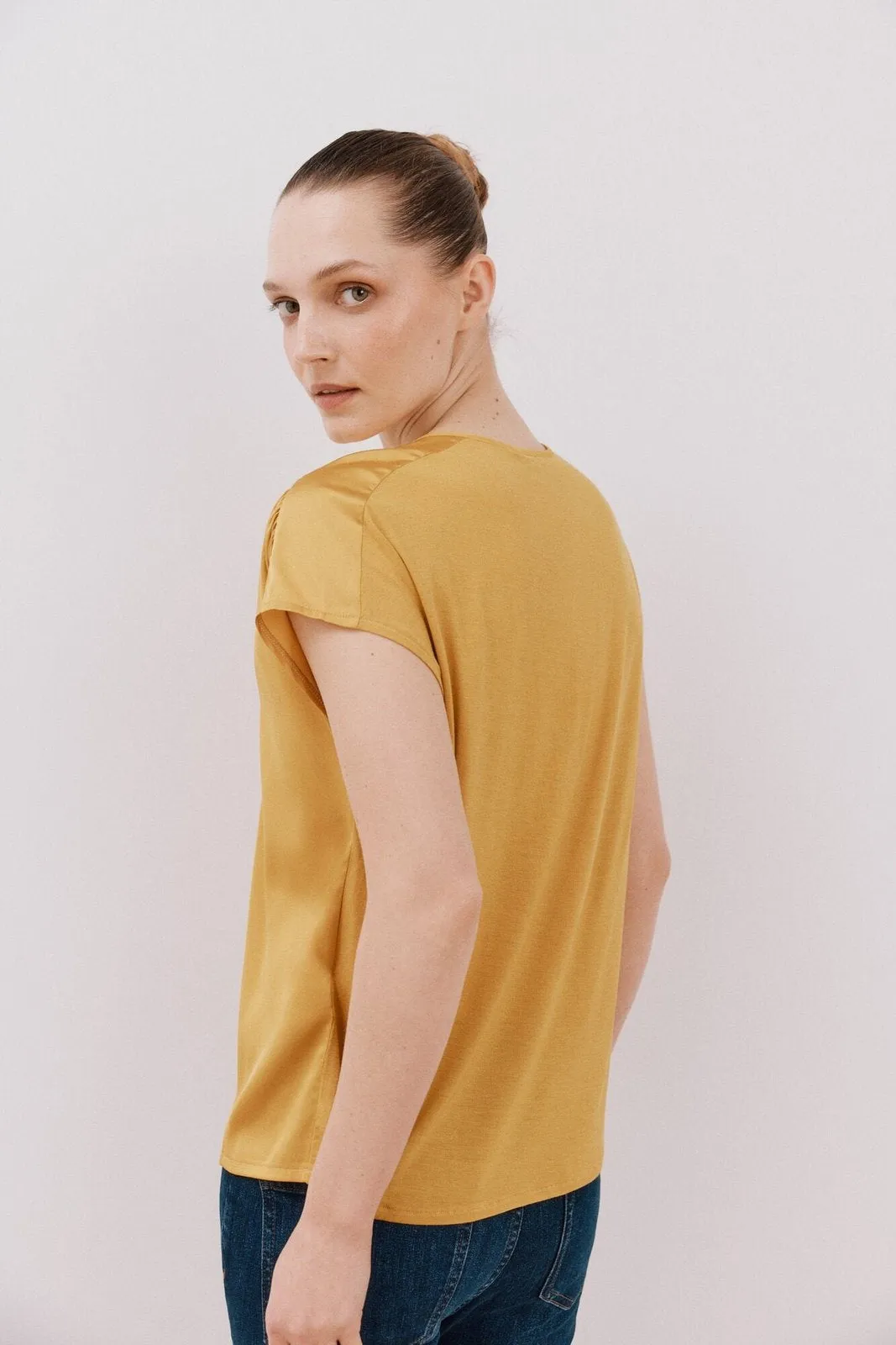 Combined Satin Top - Yellow/gold