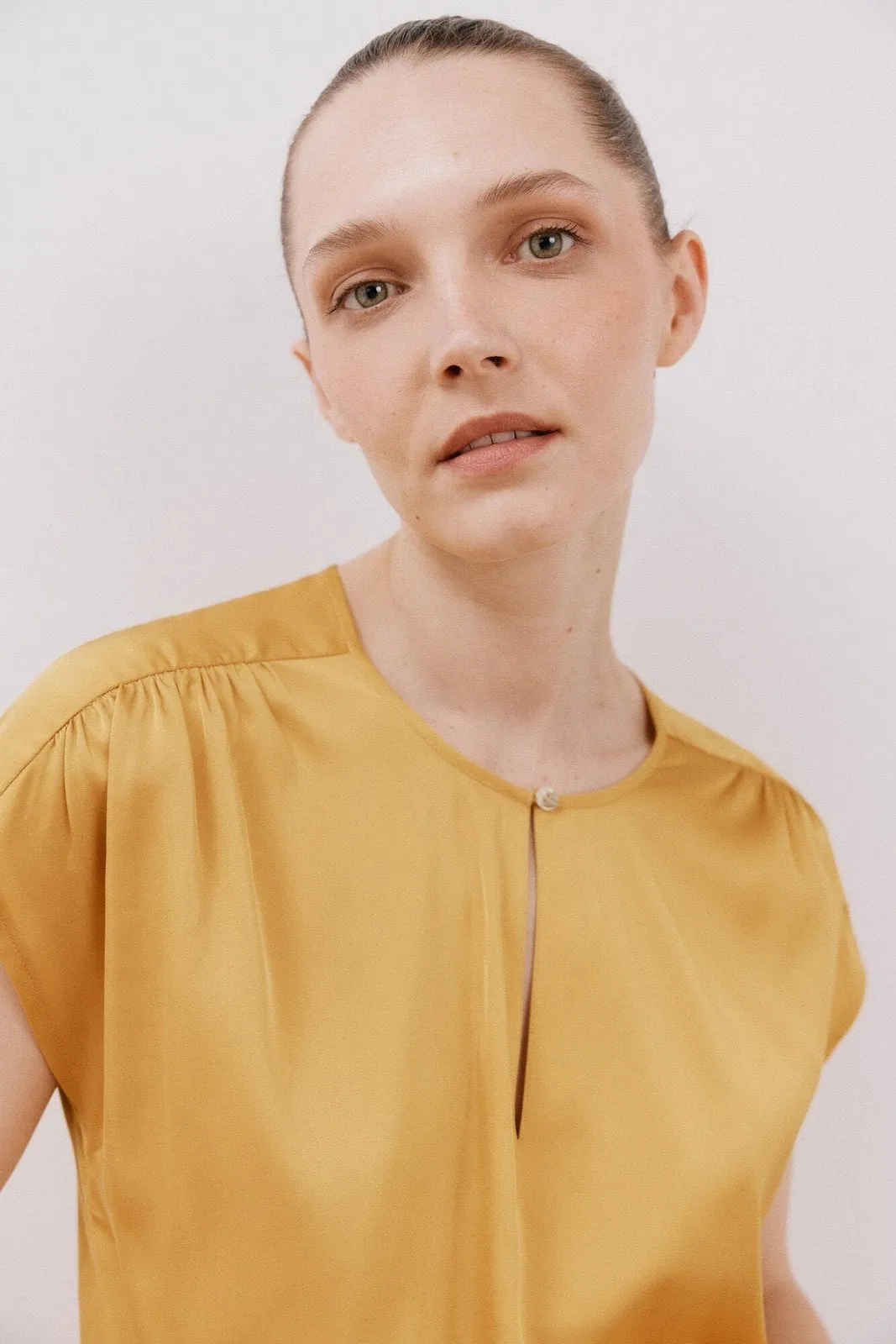 Combined Satin Top - Yellow/gold