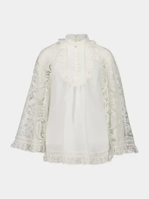 Cream Ascension Lace Yoke Ramie Tunic