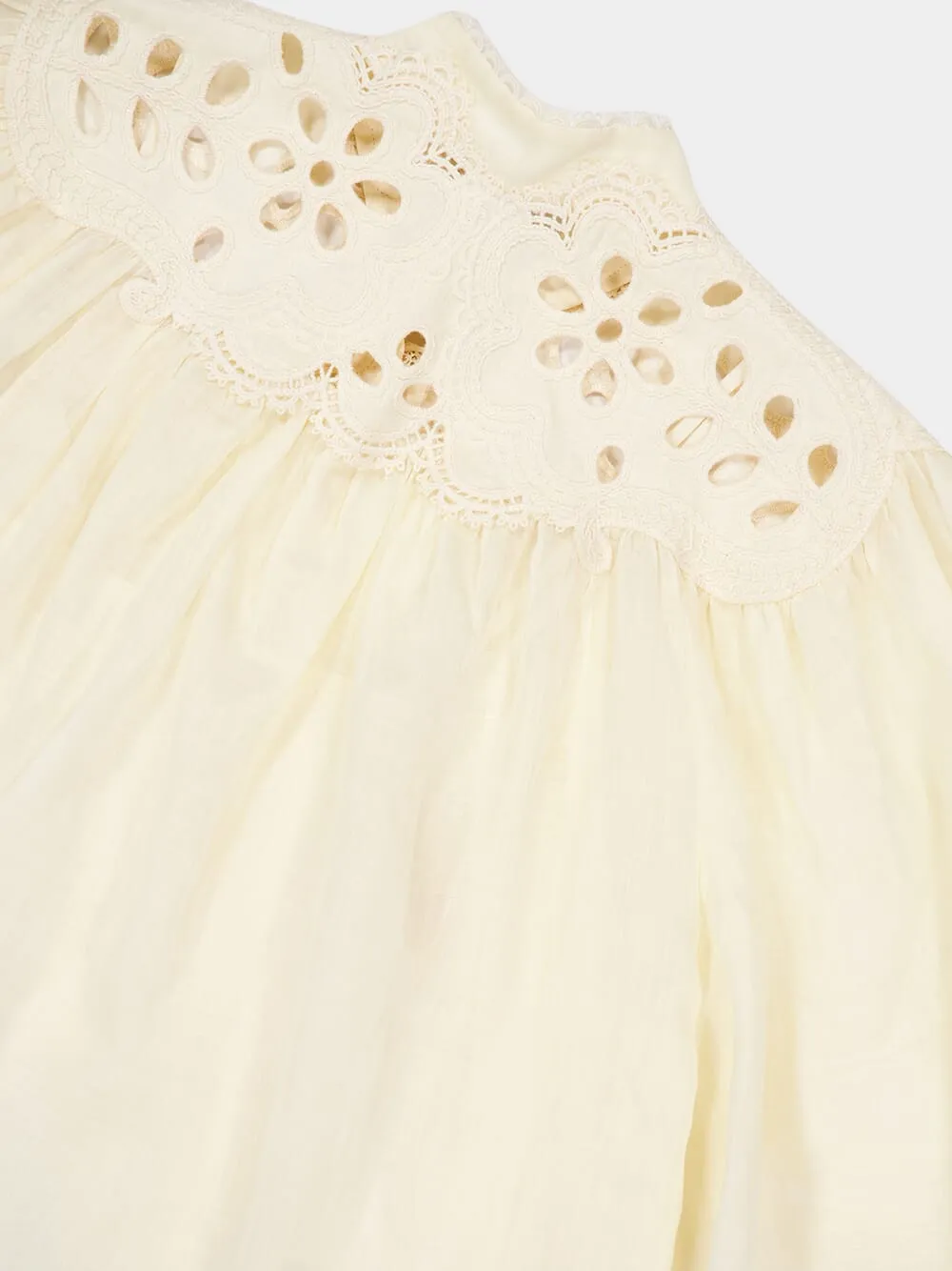 Cream Coco Embroidered Ramie Blouse
