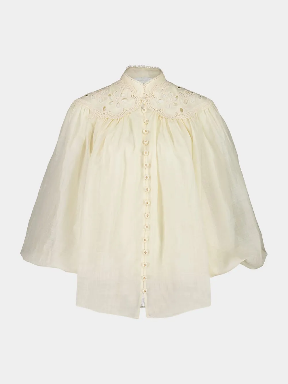 Cream Coco Embroidered Ramie Blouse